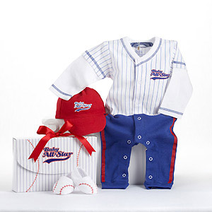 "Big Dreamzzz" Baby Baseball Three-Piece Layette Set in All-Star Gift Box
