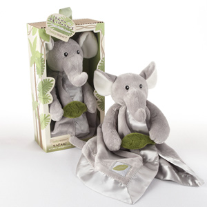 "Ekko the Elephant" Little Expeditions Plush Rattle Lovie with Crinkle Leaf