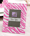 Pink zebra pattern place card holder/picture frame favors