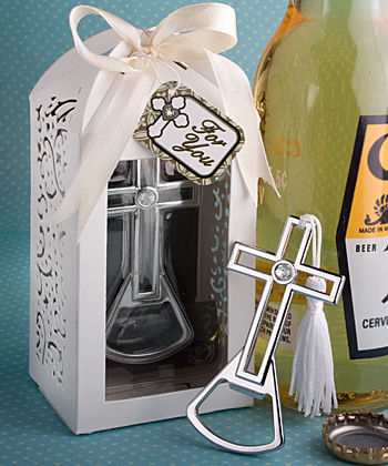 Brilliantly packaged cross bottle opener