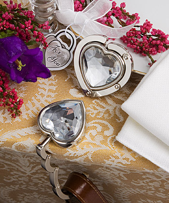 Bling Rhinestone Heart Purse Hook Favors