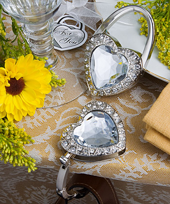 Bling Rhinestone Heart Purse Hook Favors