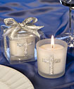 Silver Cross Themed Candle Favors