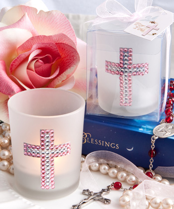 BLING COLLECTION CROSS CANDLE FAVORS - GIRL
