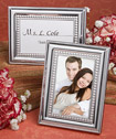 Shiny silver metal beaded design photo/place card frame