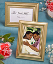 Beaded design gold metal place card photo frames