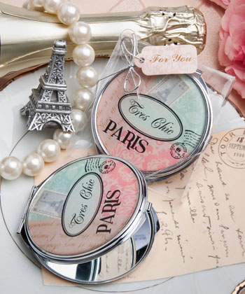 Pretty Paris-themed mirror compact favor