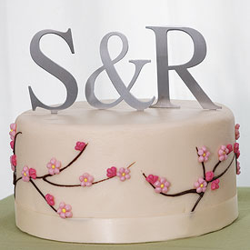 Brushed Silver Monogram Cake Topper