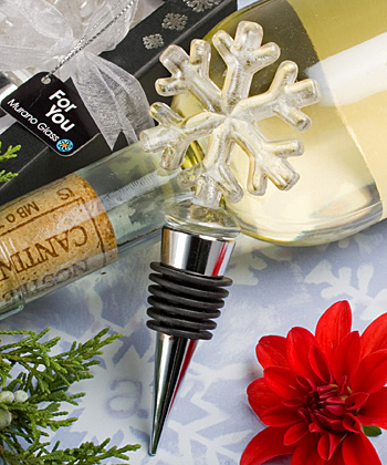 Snowflake Design Murano Glass Wine Bottle Stopper Favors