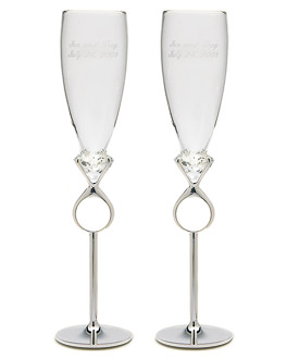 Diamond Ring Champagne Flutes