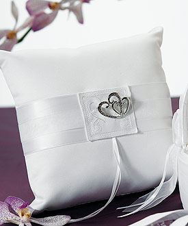 Classic Double Heart Square Ring Pillow