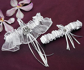 Classic Double Heart Two Piece Bridal Garter Set