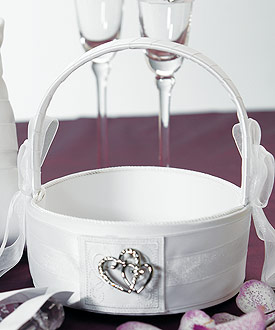 Classic Double Heart Flower Girl Basket