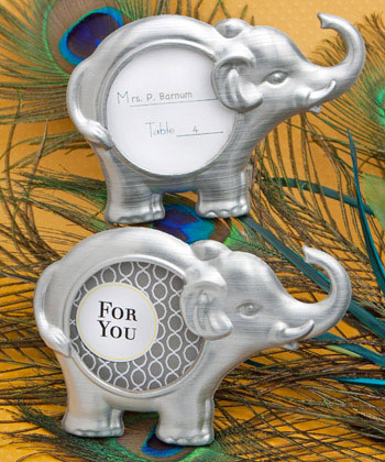 BRUSHED SILVER METAL ELEPHANT FRAME FAVORS