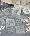 Lustrous snowflake glass coaster set of 2