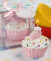 Blue/Pink cupcake design candle favors