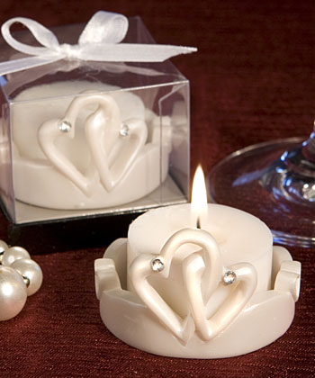 Interlocking Hearts Design Favor Saver Candles