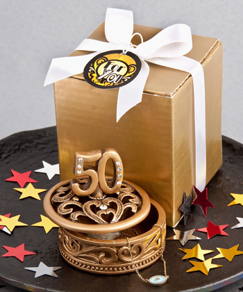 "50" Themed Gold Curio Box Favors