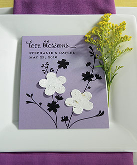 Love Blossoms Personalized Favor Card with Two Seeded Paper Blossoms ( Set of 12 )