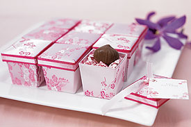 Asian Pink Brocade Wedding Favor Boxes - Set of 6