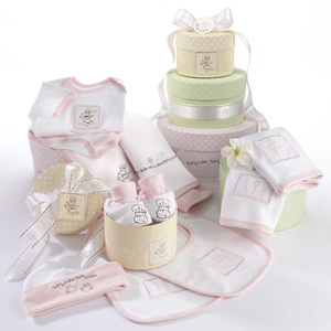 "Patty Cake" Nine-Piece Layette Set in Keepsake Gift Box Tower