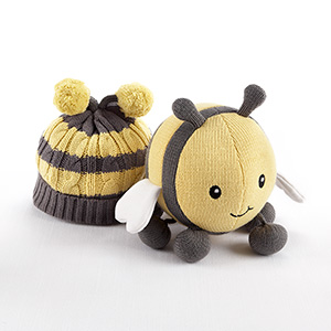 "Critter Couture Caps by Baby Aspen" Knit Bee Plush Toy and Knit Cap for Baby