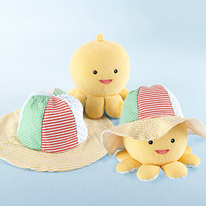 "Little Wader and Sun Shader" Baby Sunhat and Plush Octopus Gift Set