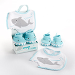 "Chomp & Stomp" Shark Bib and Booties Gift Set