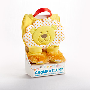 "Chomp & Stomp" Lion Bib and Booties Gift Set