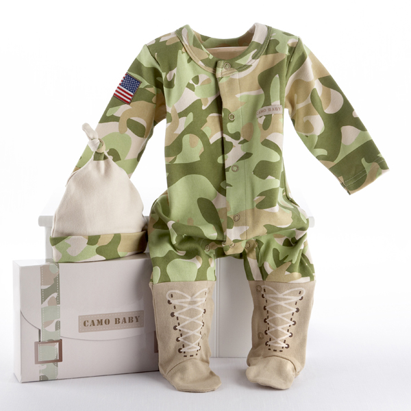 "Big Dreamzzz" Baby Camo Two-Piece Layette Set in "Backpack" Gift Box