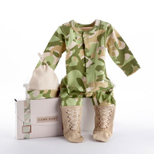 "Big Dreamzzz" Baby Camo Two-Piece Layette Set in "Backpack" Gift Box
