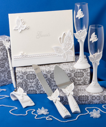 Butterfly themed wedding day accessory set