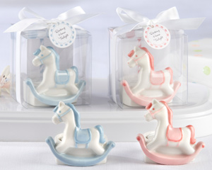 "Rock-a-Bye Carousel" Ceramic Rocking Horse Tealight Holder (Pink or Blue)