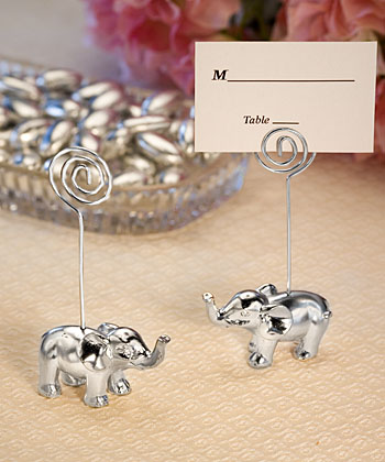 Silver Finish Elephant Place Card Holders