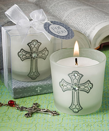 Classic cross design candle favors