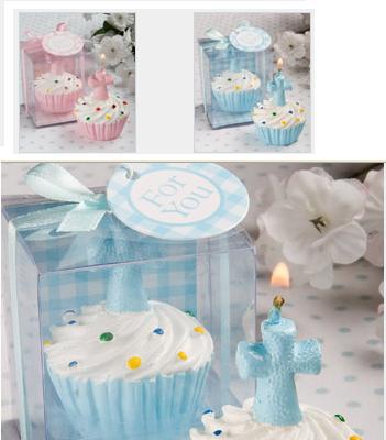 Cross design candle favors - Blue or Pink