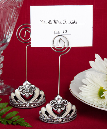 Crown design place card/photo holders with Fleur De Lis accents