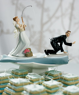 Gone Fishing Bride and Groom Cake Toppers