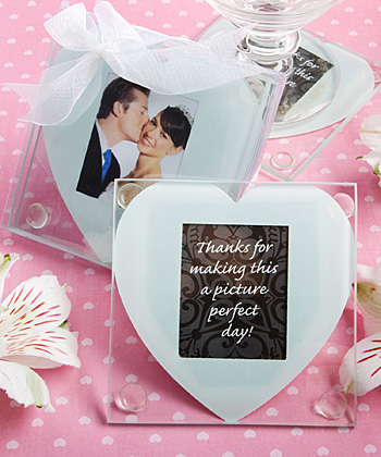 Heart design glass photo coaster favors