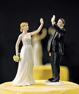 High Five - Bride and Groom Wedding Cake Toppers