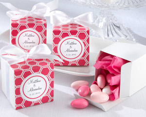 Hot Pink Honeycomb "Make It Yours" Personalized Favor Box Kit (Set of 24)