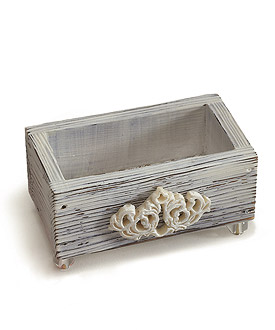 Jewel Footed Wooden Boxes with Aged White Finish