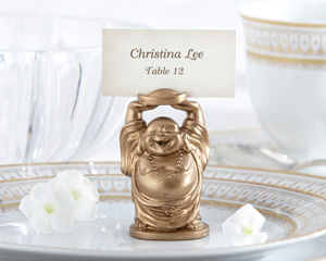 "Laughing Buddha" Golden Buddha Place Card/Photo Holder (Set of 4)