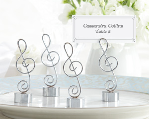 "Love Songs" Silver-Finish Music Note Place Card/Photo Holder (Set of 4)