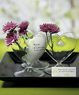 Miniature Clear Blown Glass Heart Vase - Set of 4