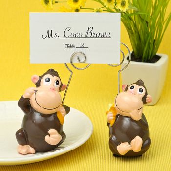 HAND PAINTED CERAMIC MONKEY PLACE CARD/PHOTO HOLDERS