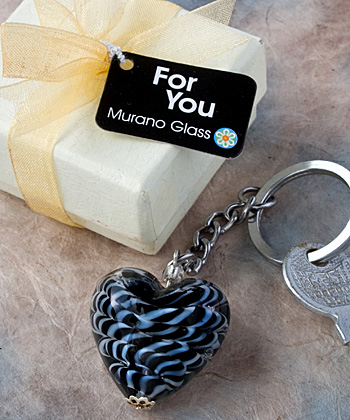 Murano Glass Collection heart design key chain favors