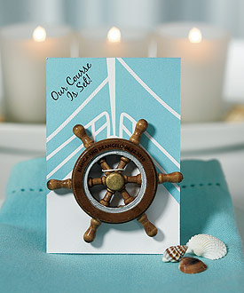 "Our Course is Set" Boat Wheel Magnet Favor Gift ( Set of 6 )