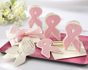 "In Favor of a Cure" Pink Ribbon Plantable Wildflower Favors (Set of 12)
