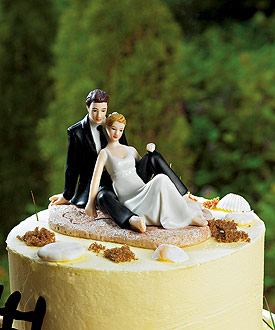 Romantic Wedding Couple Lounging on the Beach Figurine